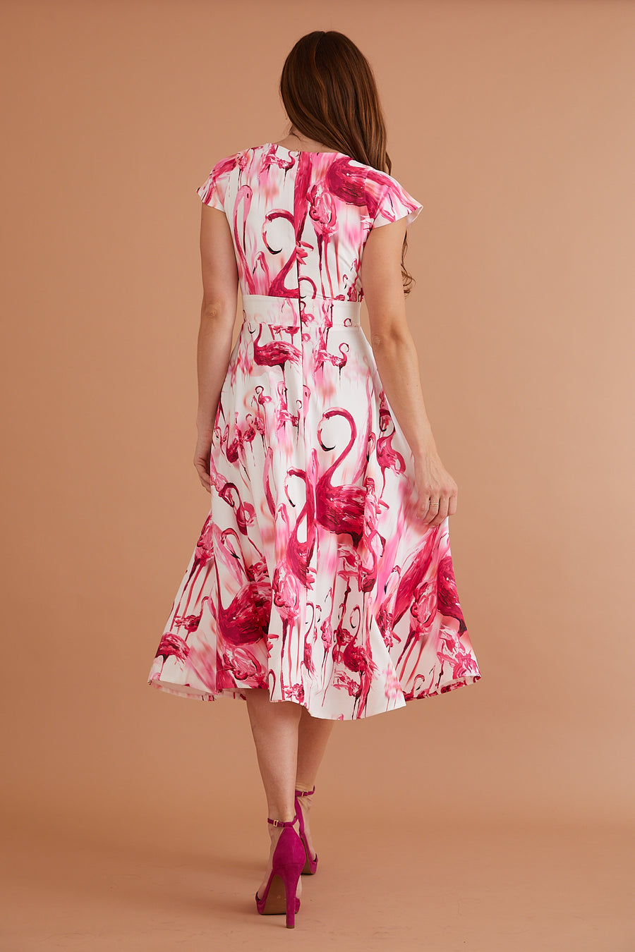 Nora Midi Dress Raspberry Flamingo