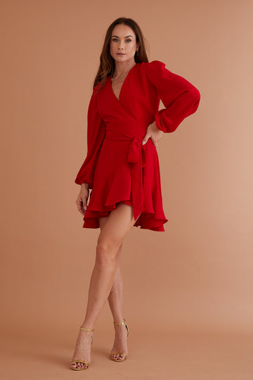 Maggie Mini Dress Crimson Flame
