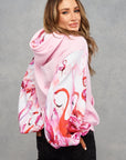 Candy Pink Flamingo Fancy Balloon Sleeve Hoodie Size XL