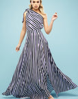 Aubrey One Shoulder Maxi Long Dress Candy Blues