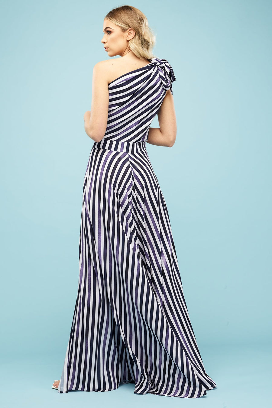 Aubrey One Shoulder Maxi Long Dress Candy Blues