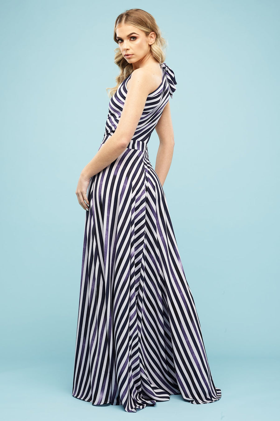 Aubrey One Shoulder Maxi Long Dress Candy Blues