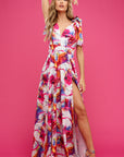 Abbie Maxi Long Dress Believe Print