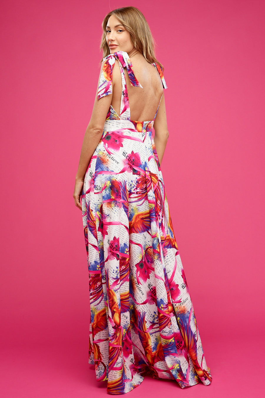 Abbie Maxi Long Dress Believe Print