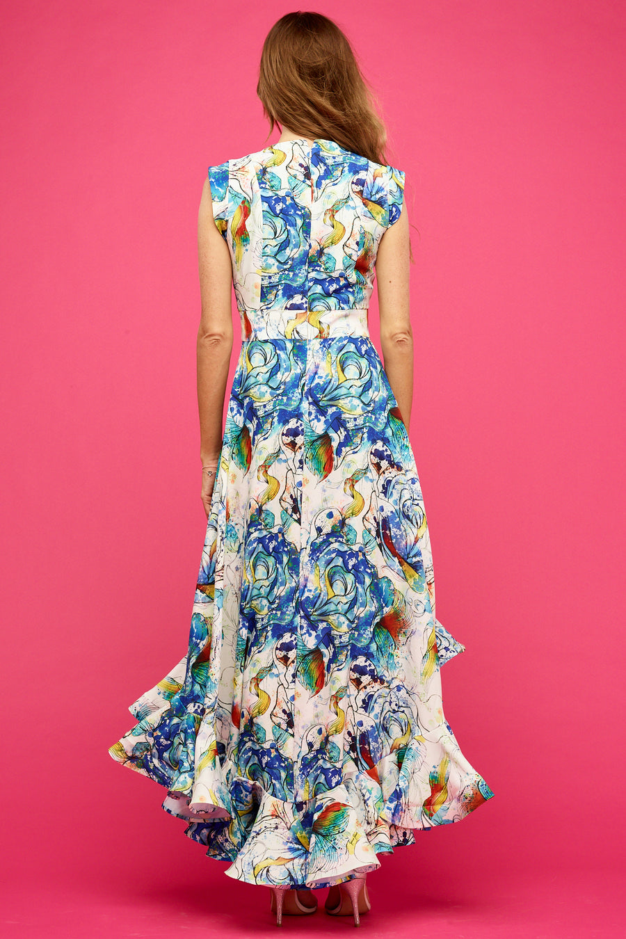 Alex Frill Maxi Midi Dress Moonflower Blooms