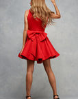 Bella Bow Mini Dress Ruby Red