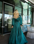 Cinderella Maxi Dress Forest Green Satin - Ready To Ship - Size 14