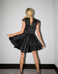 Coral Black Satin Mini Dress