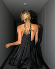 Sammie Black Satin Halter Mini Dress size 8
