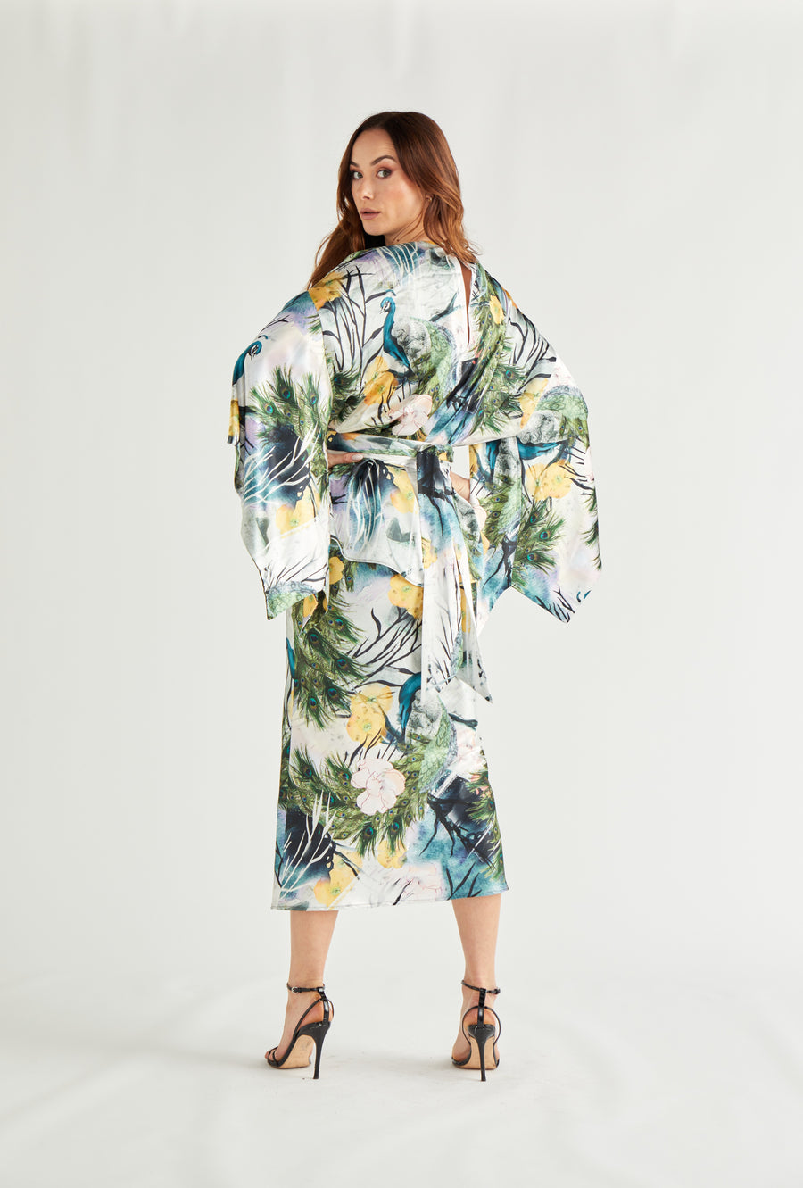 Isla Oversized Kimono Top Porcelain Peacock