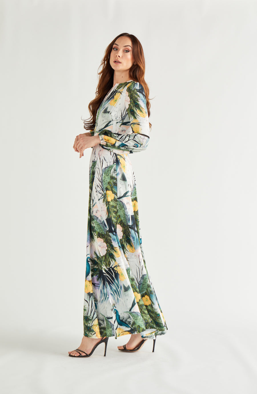 Roxanna Maxi Dress Porcelain Peacock