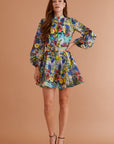 Ophelia Puff Mini Dress Brushstroke Blooms