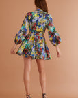 Ophelia Puff Mini Dress Brushstroke Blooms