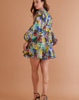 Ophelia Puff Mini Dress Brushstroke Blooms