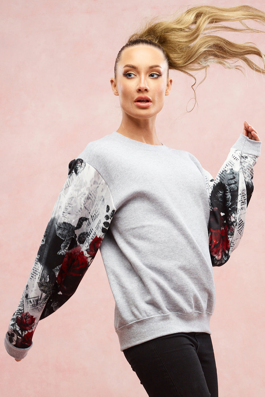 Grey Marl Ruby Romance Sweatshirt