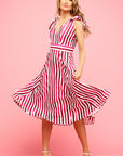 Mckenzie Midi Dress Raspberry Stripe