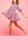Mable Mini Dress Raspberry Stripe