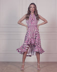 Lainey Frilly Mini Maxi Dress Raspberry Stripe